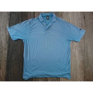 Footjoy Golf Polo Shirt Mens XL Blue Navy Stripe Short Sleeve EUC Microfiber